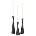 Fabulaxe Marble Resin Candle Holders, Set of 3 Exquisite Decorative Taper Candlesticks, Elegant Accent, Black QI004063.BK.3